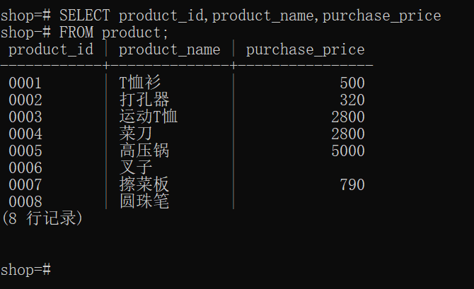 【SQL】列的选择与查询