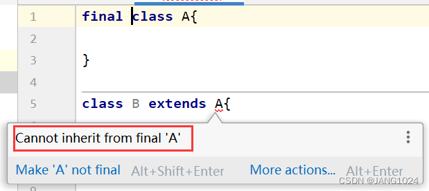 不能继承final修饰的类