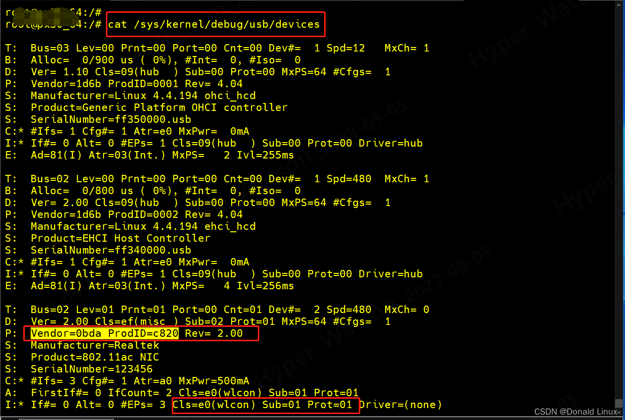 20230905 Linux中如何查看usb设备信息 lsusb 、cat /sys/kernel/debug/usb/devices