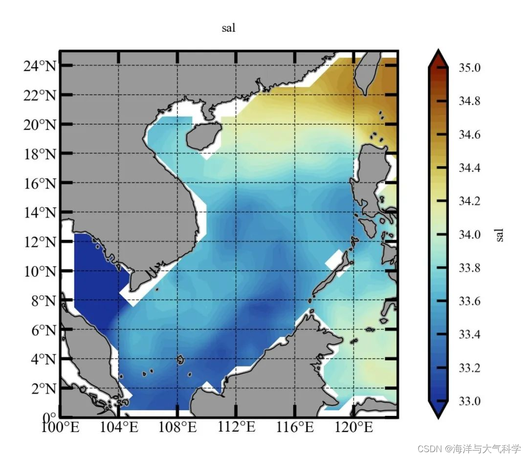 【python海洋专题十四】读取多个盐度nc数据画盐度季节变化图