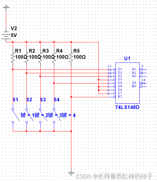 multisim使用74ls148芯片实现病房优先级案例