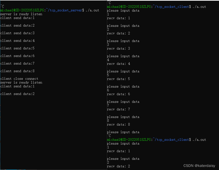 Linux:tcp socket客户端和服务器端代码