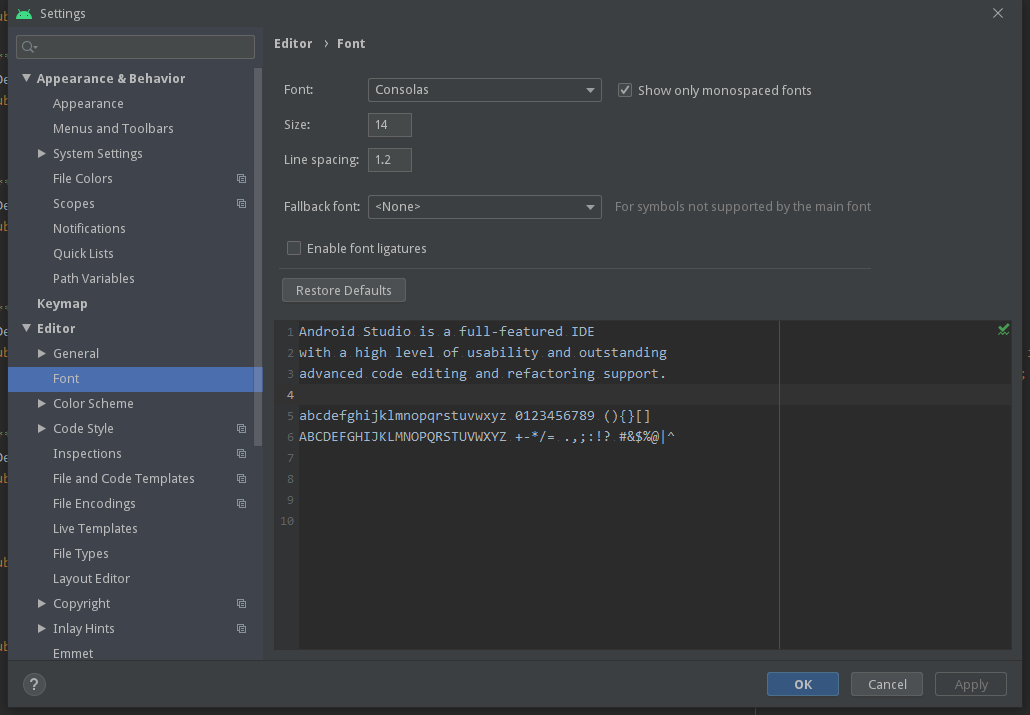 AndroidStudio常用字体_android studio 字体列表-CSDN博客