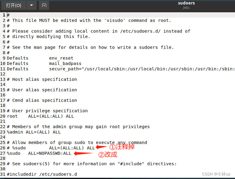 Ubuntu取消sudo的输入密码
