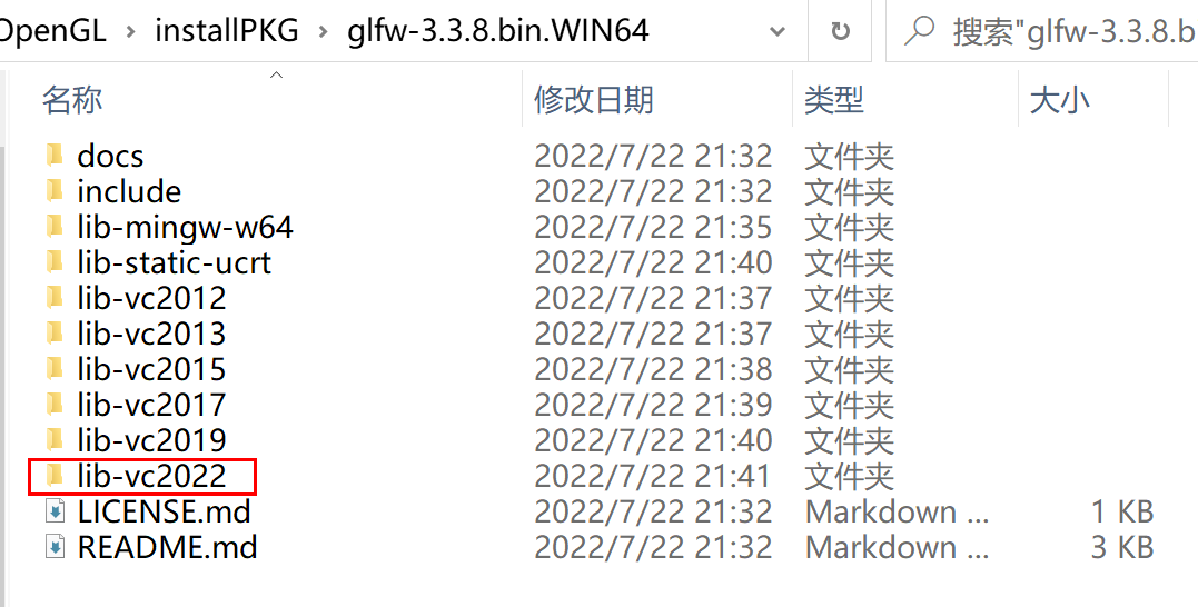 glfw 解压后的目录