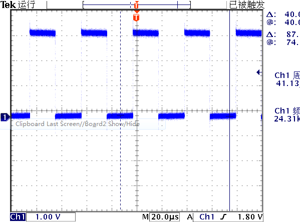 ▲ 图1.2.1 测量PA0的波形与频率