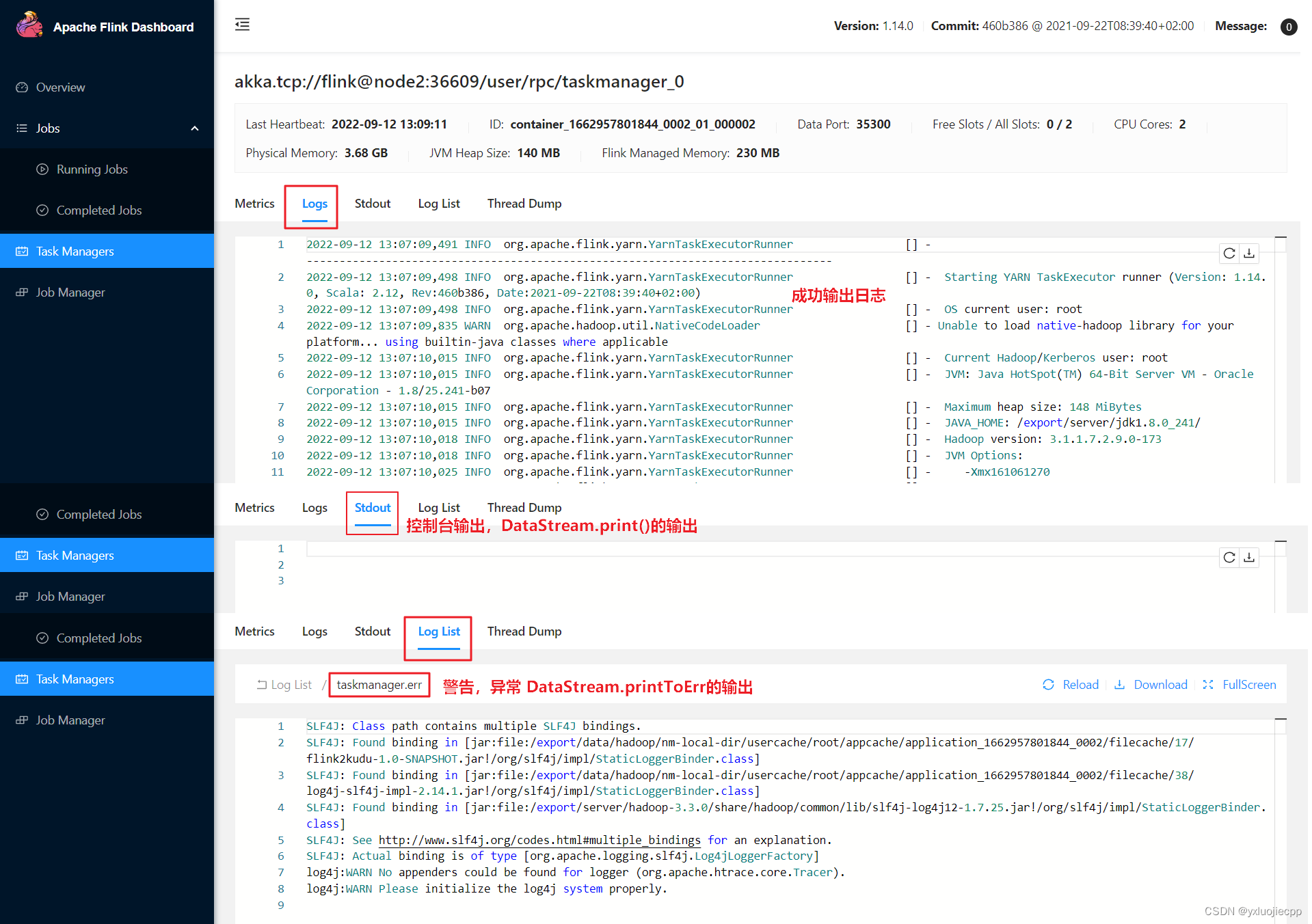 【回顾】flink1.12+作业以perjob模式部署在yarncluster的异常，flink日志配置及webui日志输出，重启作业后