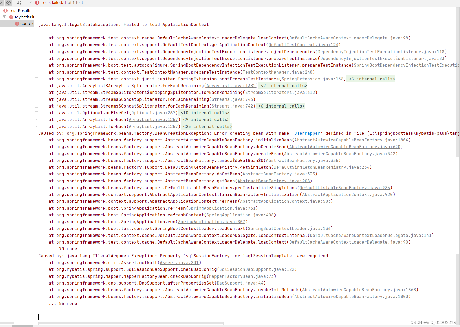 解决：mybatisplus：java.lang.IllegalStateException Failed to load