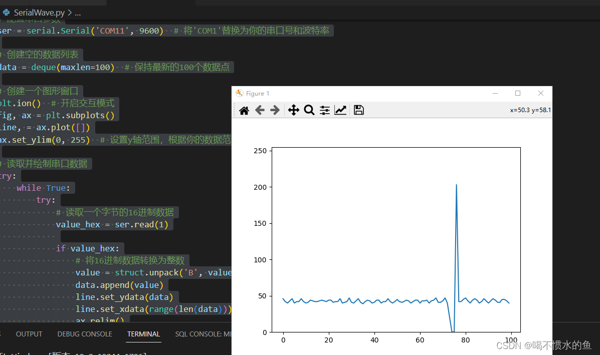 python串口采集数据绘制波形图