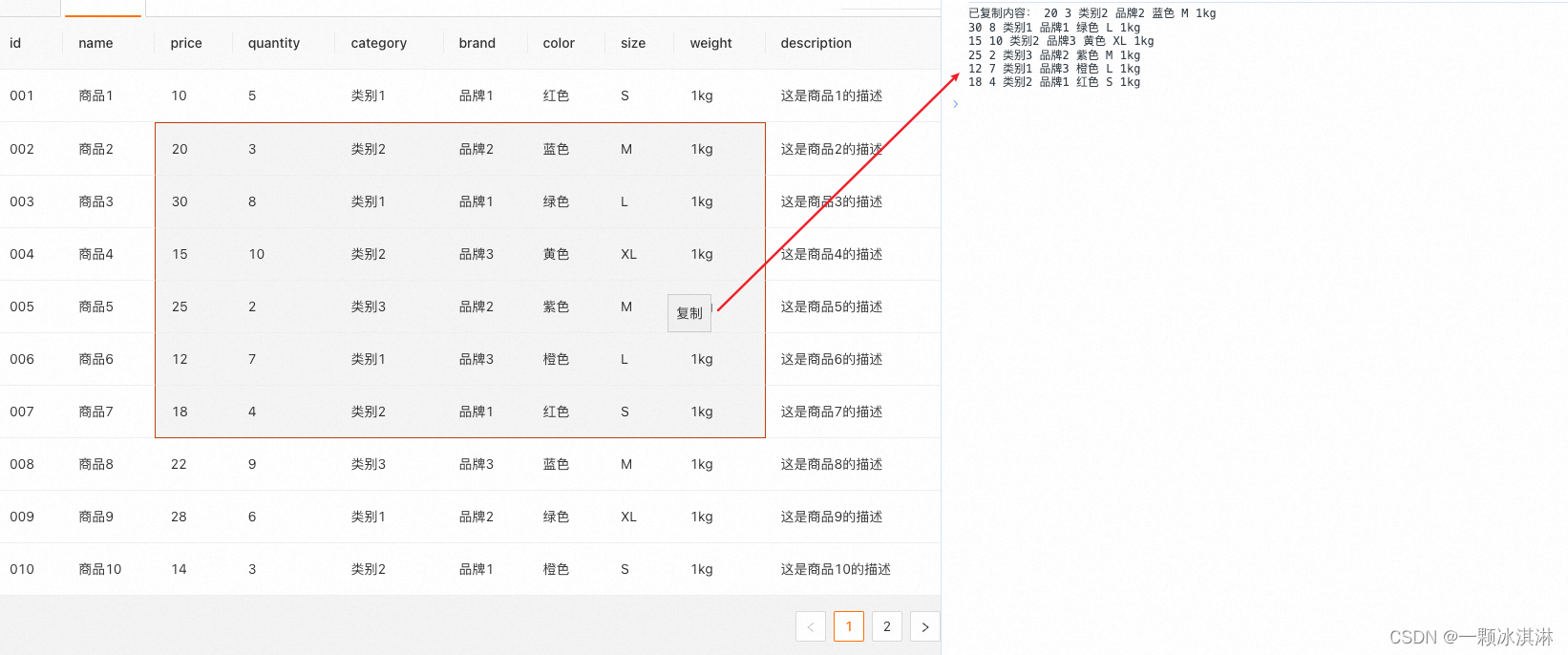 antd/fusion表格增加圈选复制功能