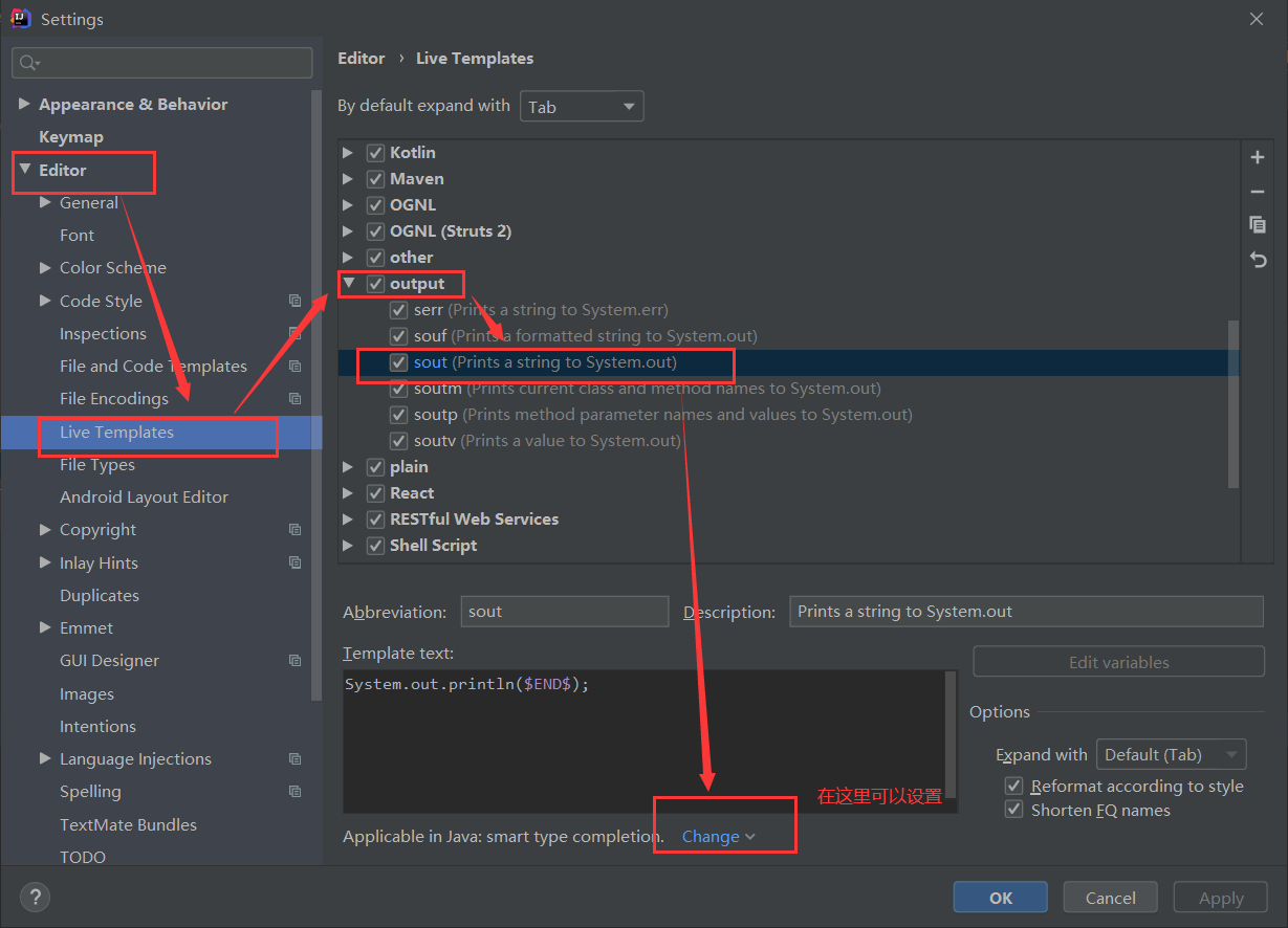 IDEA 输入sout快捷输出没生效 （学习上坎坷的java之路）_idea输入sout没有输出语句-CSDN博客