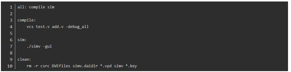 VCS仿真教程(一)：Verilog+波形+Makefile_makefile verilog-CSDN博客