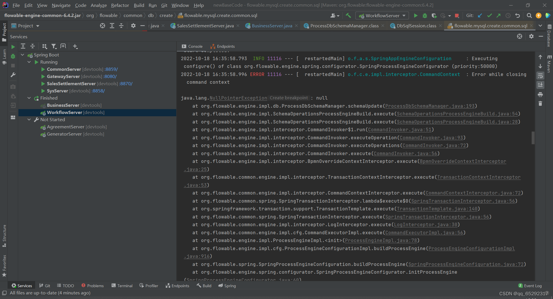 工作流异常 Error while clossing command context java.lang