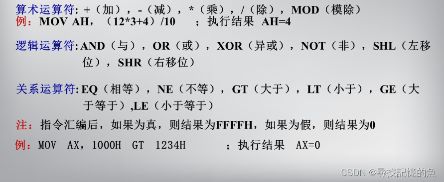 微机原理：汇编语言语句类型与格式