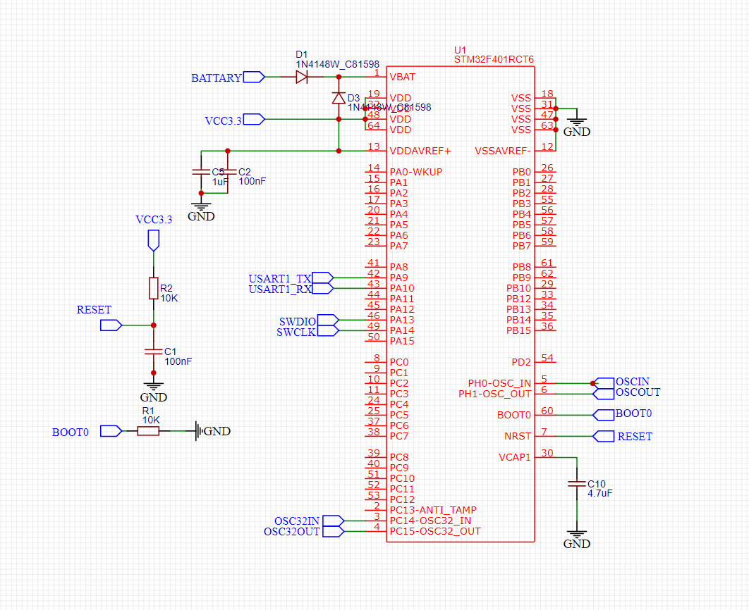 stm32f401rct6最小系统原理图设计
