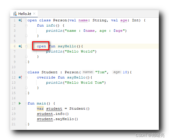 【Kotlin】类的继承 ① ( 使用 open 关键字开启类的继承 | 使用 open 关键字开启方法重写 )