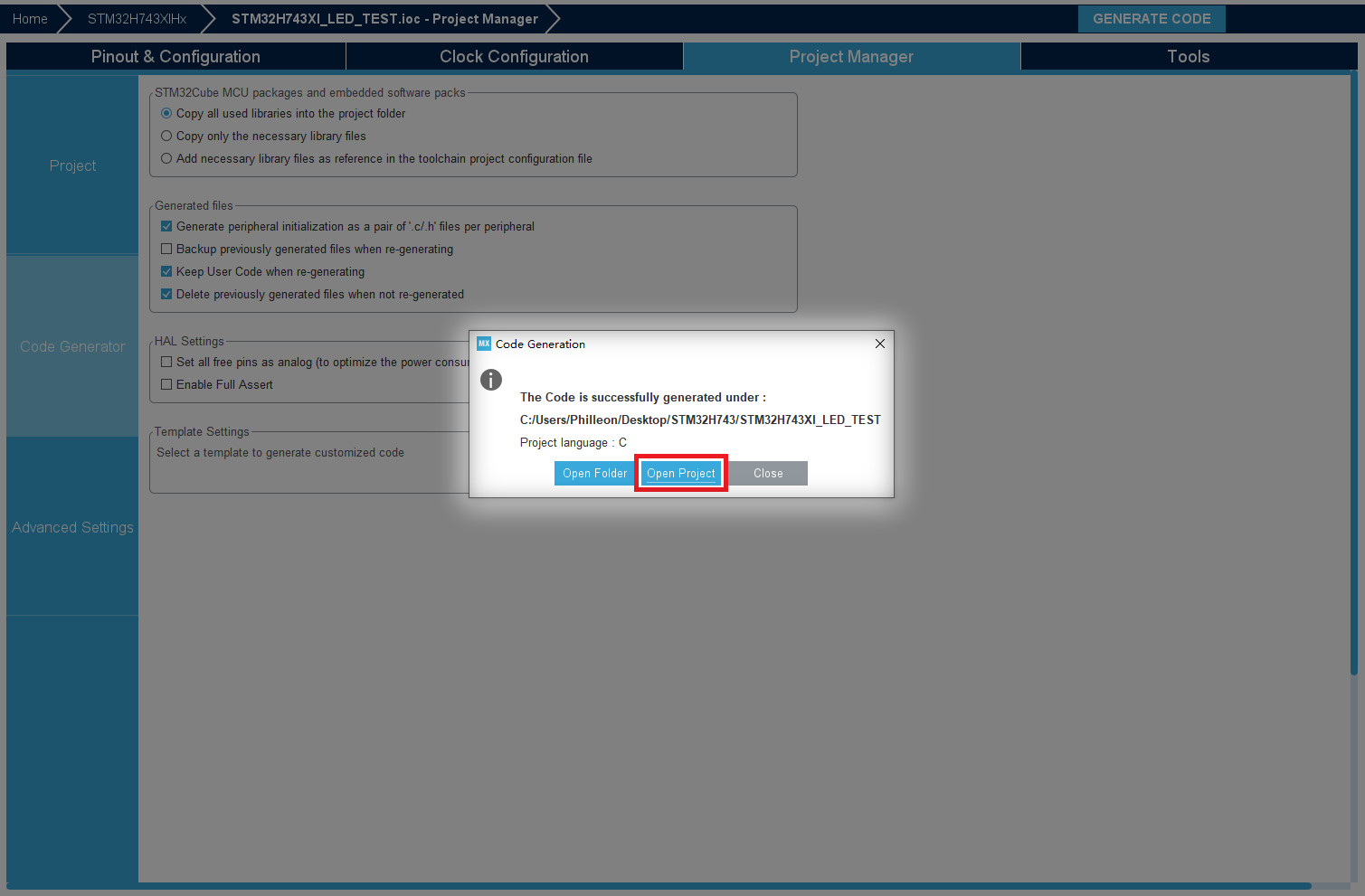 使用STM32 CubeMX配置STM32H743XI点亮你的第一栈LED_power regulator voltage scaleCSDN博客