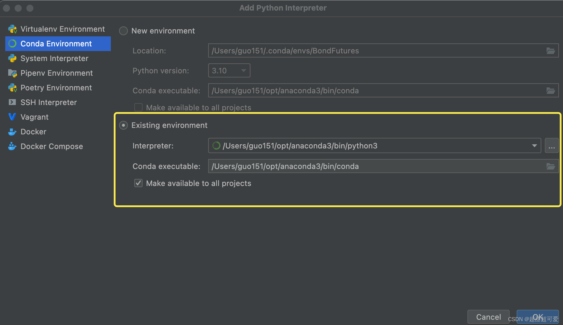 Pycharm 配置 Anaconda 解析器（Mac版）