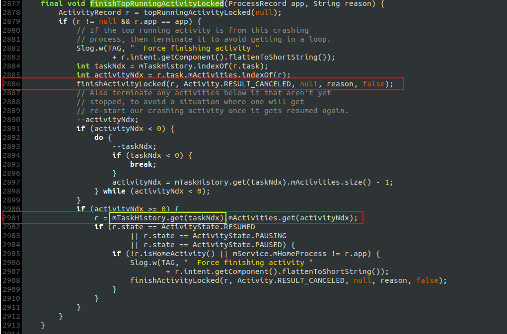 finishTopRunningActivityLocked