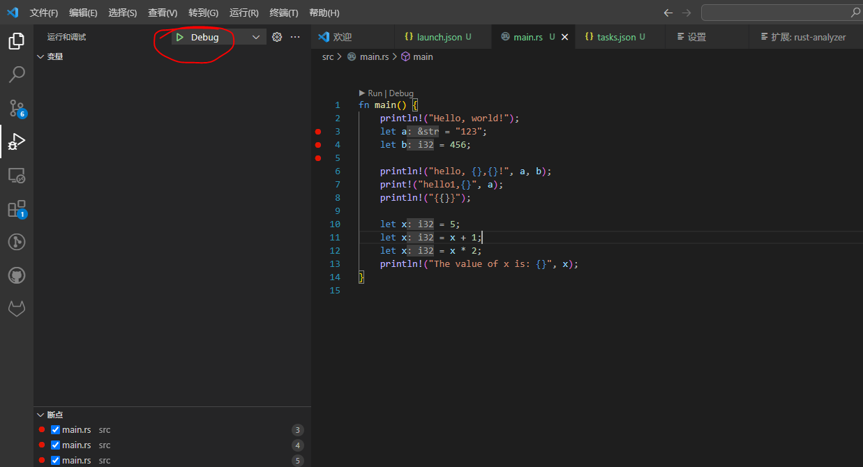vscode中调试rust程序