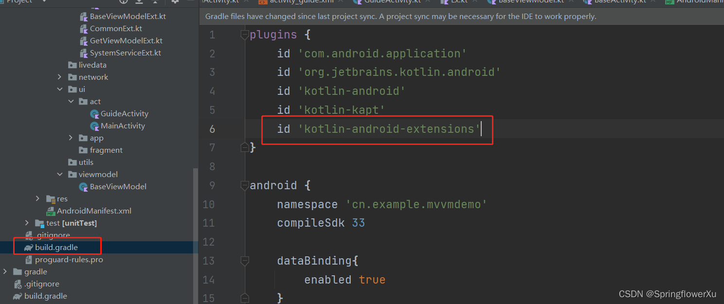 The ‘kotlin-android-extensions‘ Gradle plugin is no longer supported.