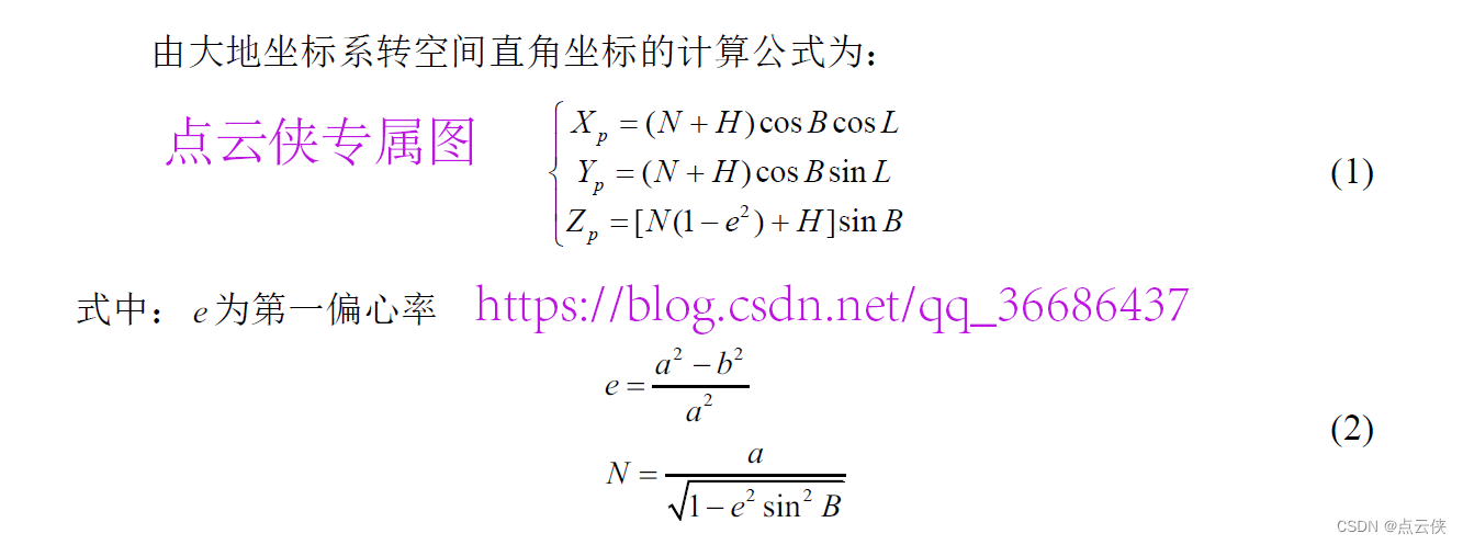 PCL 大地坐标转空间直角坐标（C++详细过程版）