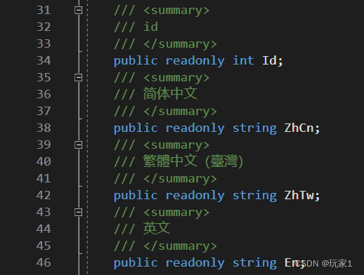 生成出的代码文件和注释