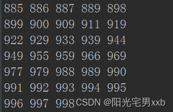 python找出所有重复数字的三位数（如110）注意重复数字（如111除外） ​要求打印所有满足条件的三位数及个数，每行打印五个