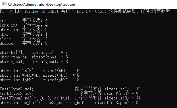 sizeof() 代码示例详解（变量，数组，指针，结构体）