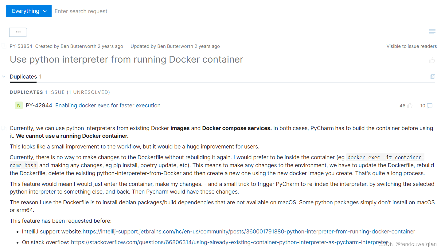 pycharm使用运行Docker容器的python解释器