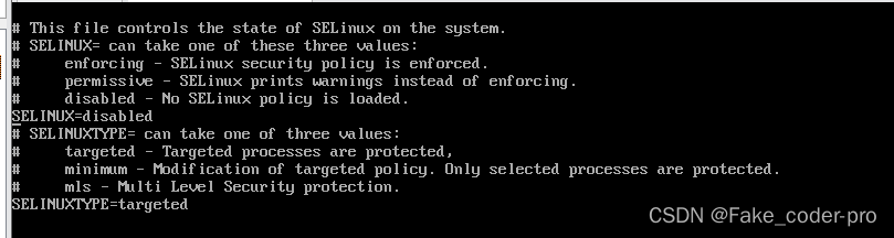 configuration of selinux