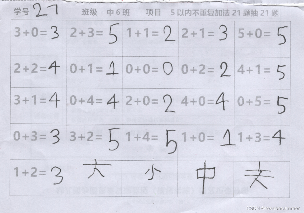 【教学类-30-01】5以内加法题不重复（一页两份）（包含1以内、2以内、3以内、4以内、5以内加法，抽取最大不重复数量）