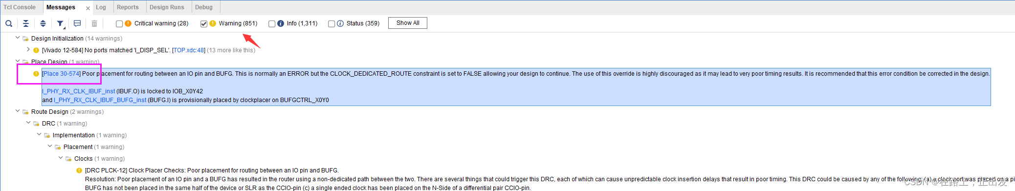 Vivado 错误代码 [Place 30-574]解决思路