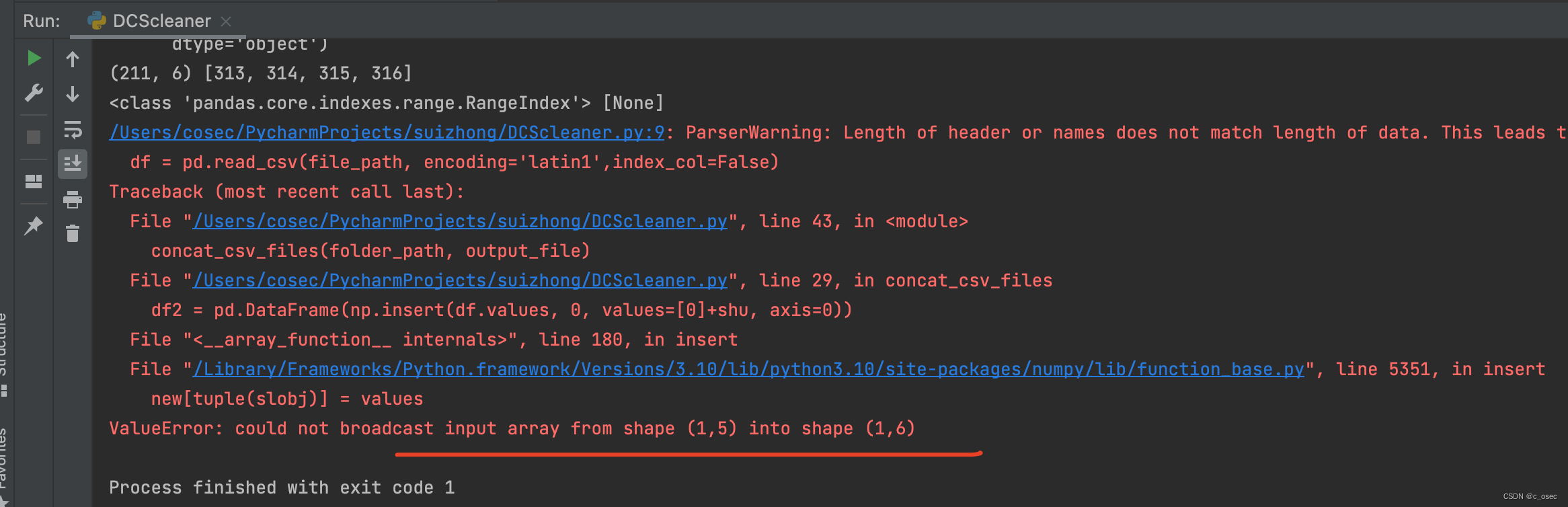 Python Pandas打印CSV文件时无法正常显示行号，数据前两列被冻结_df.loc[:,~df.columns.str.match ...