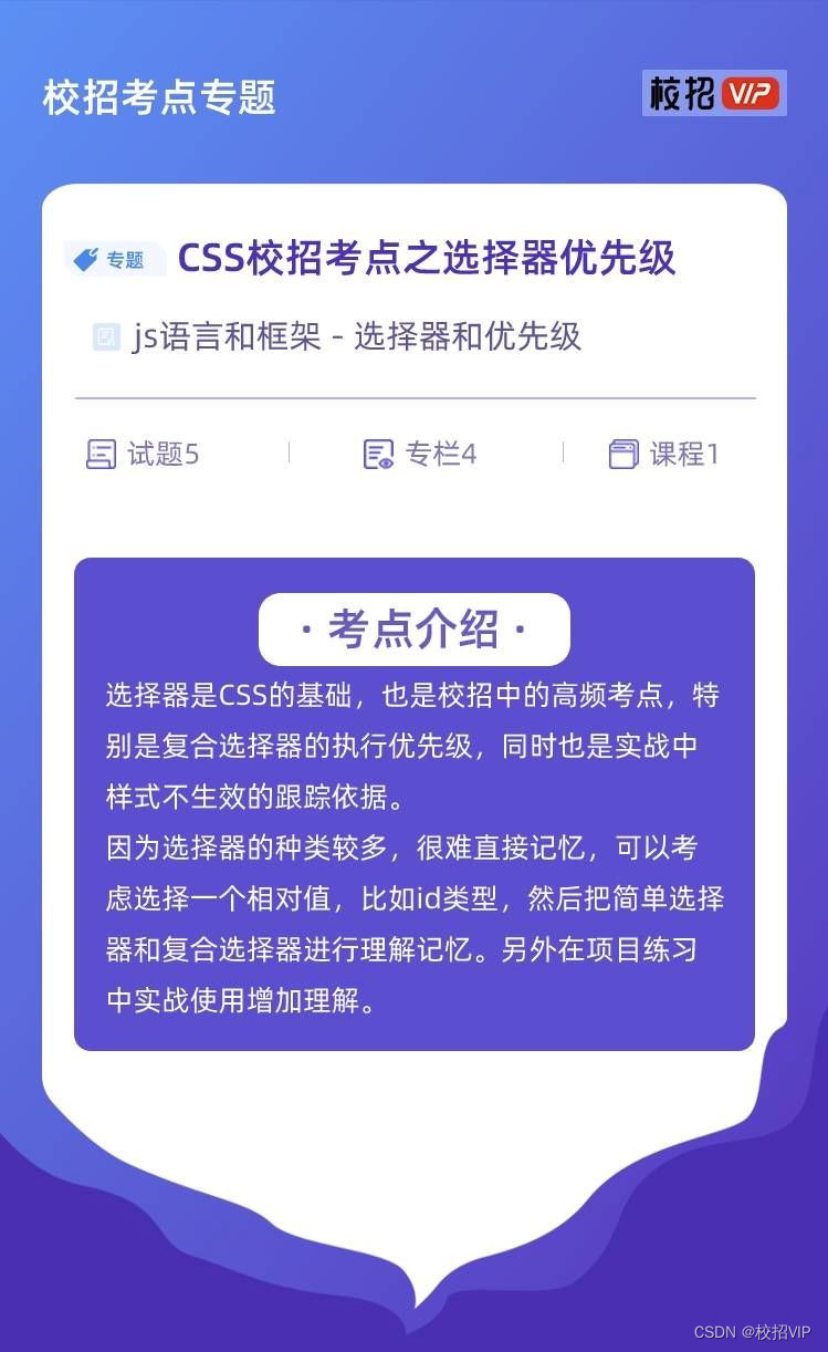 【校招VIP】CSS校招考点之选择器优先级