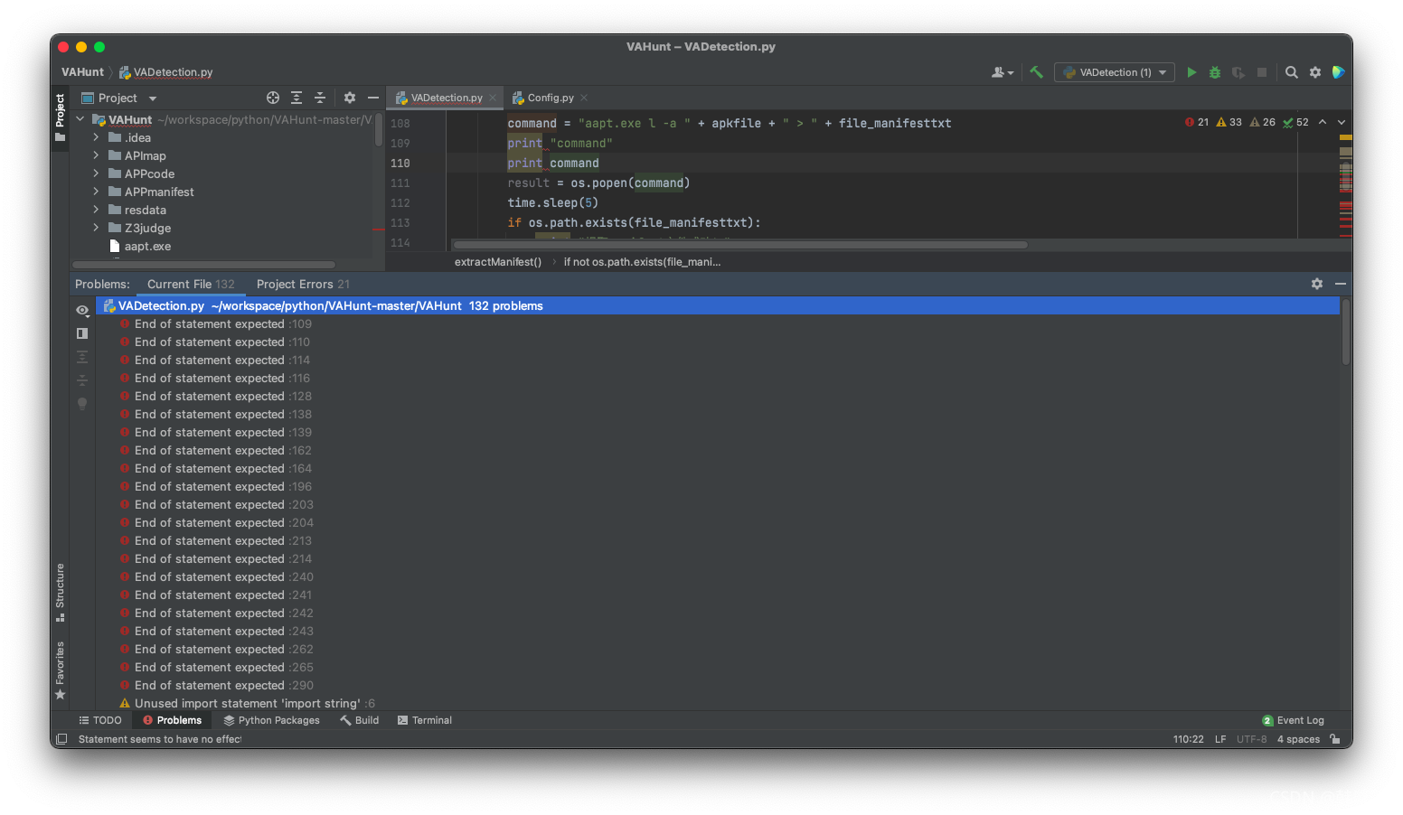 【错误记录】Mac 中 IntelliJ IDEA 运行 Python 程序报错 ( End of statement expected ...