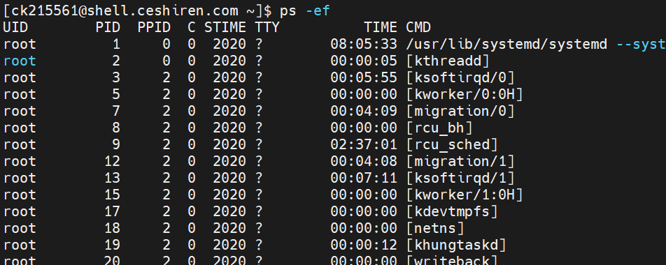 ps -ef