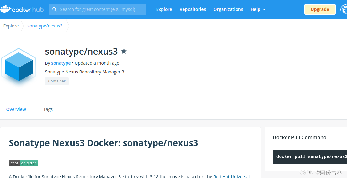 在dockerhub可以找到nexus3的镜像