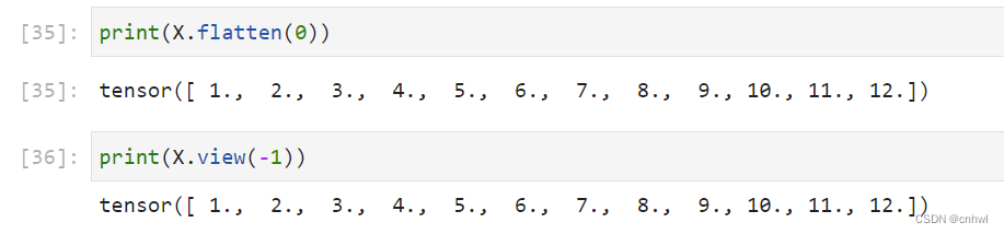 PyTorch 中各种操纵维度的函数比较 view() reshape() squeeze() unsqueeze() flatten()