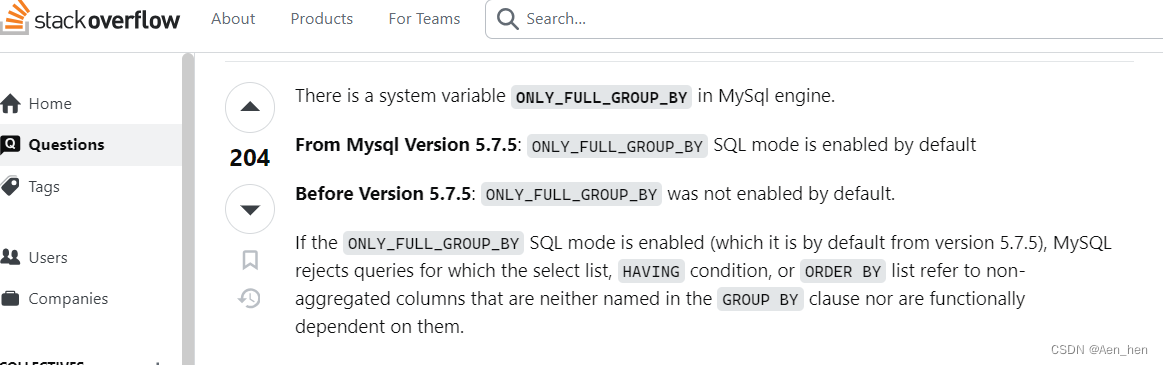 MySQL错误之ONLY_FULL_GROUP_BY