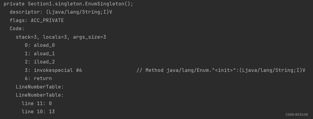 Constructor of EnumSingleton under bytecode file