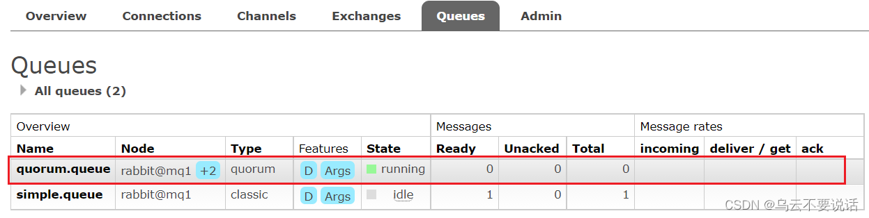 RabbitMQ --- 惰性队列、MQ集群