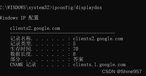 ipconfig/displaydns