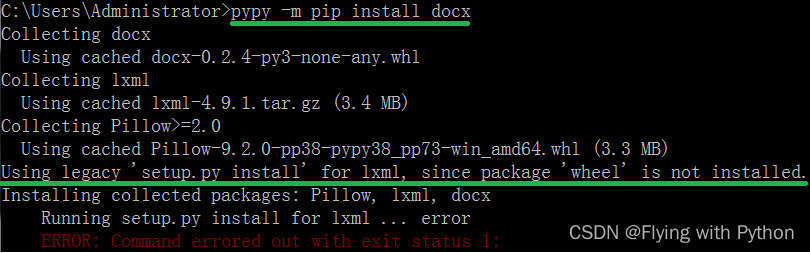 pip command】之since package “wheel“ is not installed_Flying 