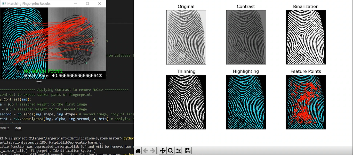 互联网加竞赛 opencv 图像识别 指纹识别 - python