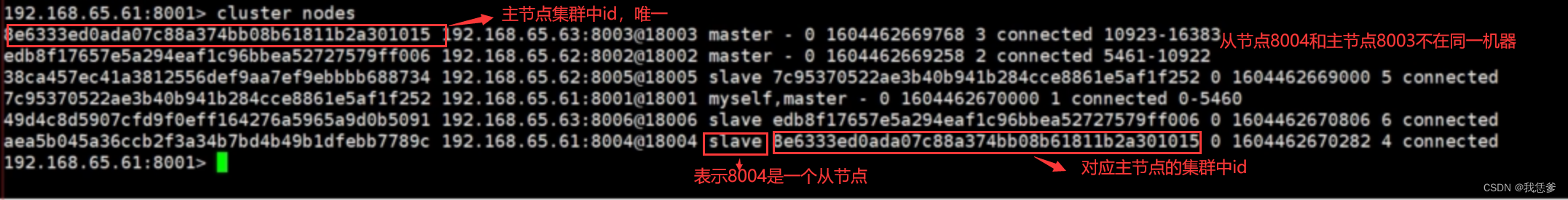 4.cluster搭建成功后集群的信息_主从连接情况