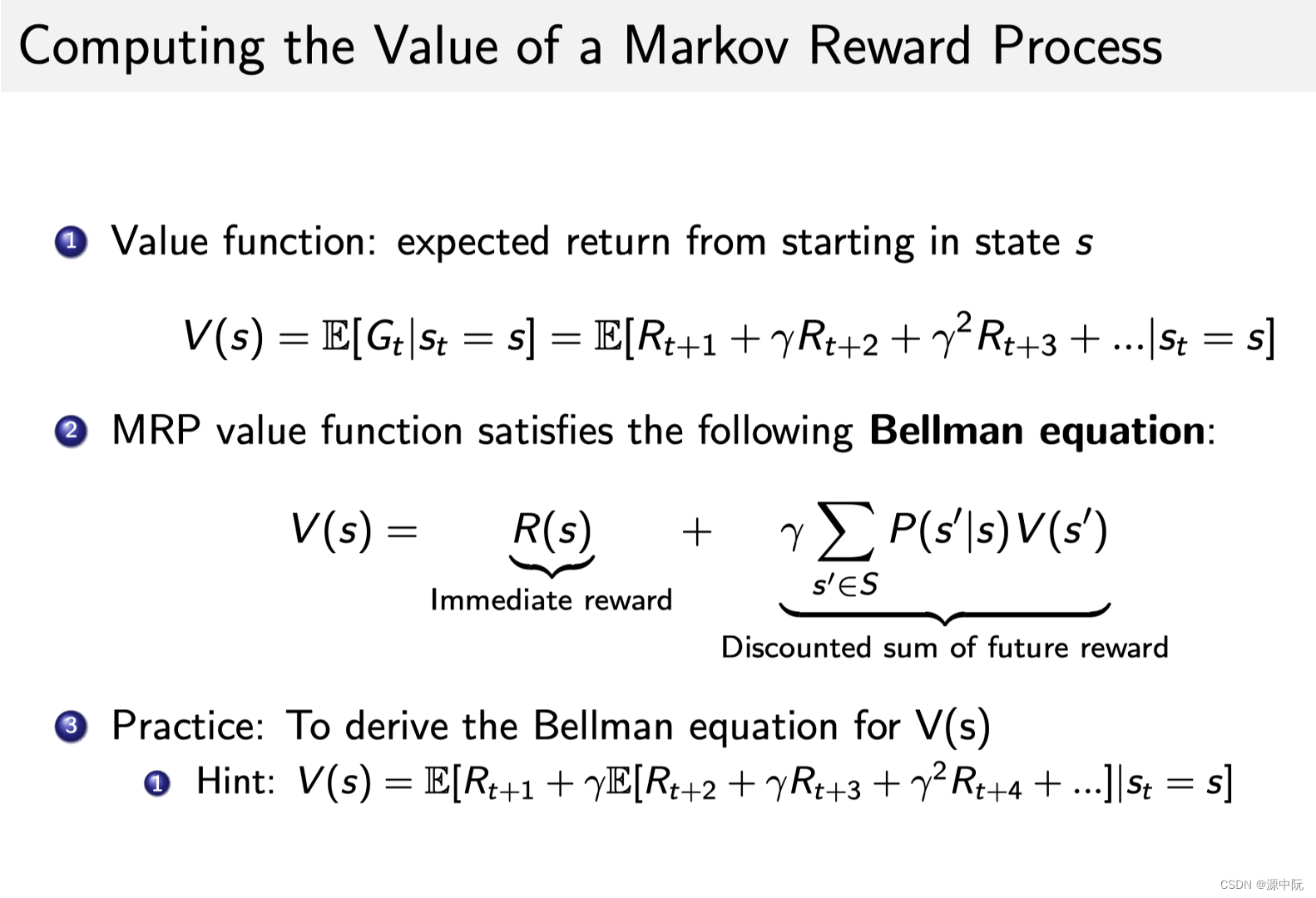 Bellman Equation（贝尔曼等式）