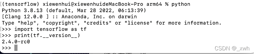 MacOS(M1芯片 arm架构)下如何安装tensorflow