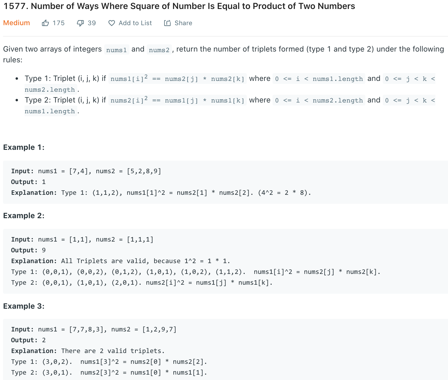 Number of Ways Where Square of Number Is Equal to Product of Two Numbers